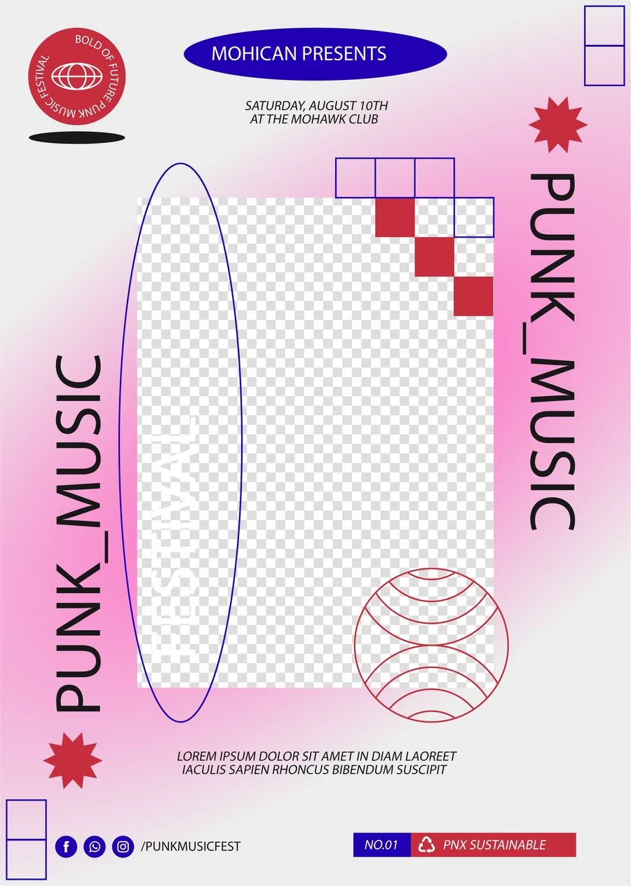 潮流酸性朋克音乐电音节封面海报排版BANNER模板AI矢量设计素材【002】